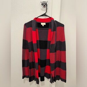 Red & Black Plaid Cardigan